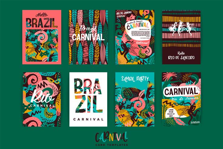 Carnaval do Brasil. Modelos de vetor com elementos abstratos na moda.