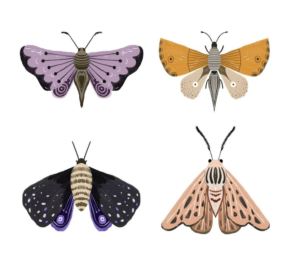 mão pintado ilustração com brilhante borboleta. inseto clipart. decorativo asas. verão e Primavera ilustração vetor
