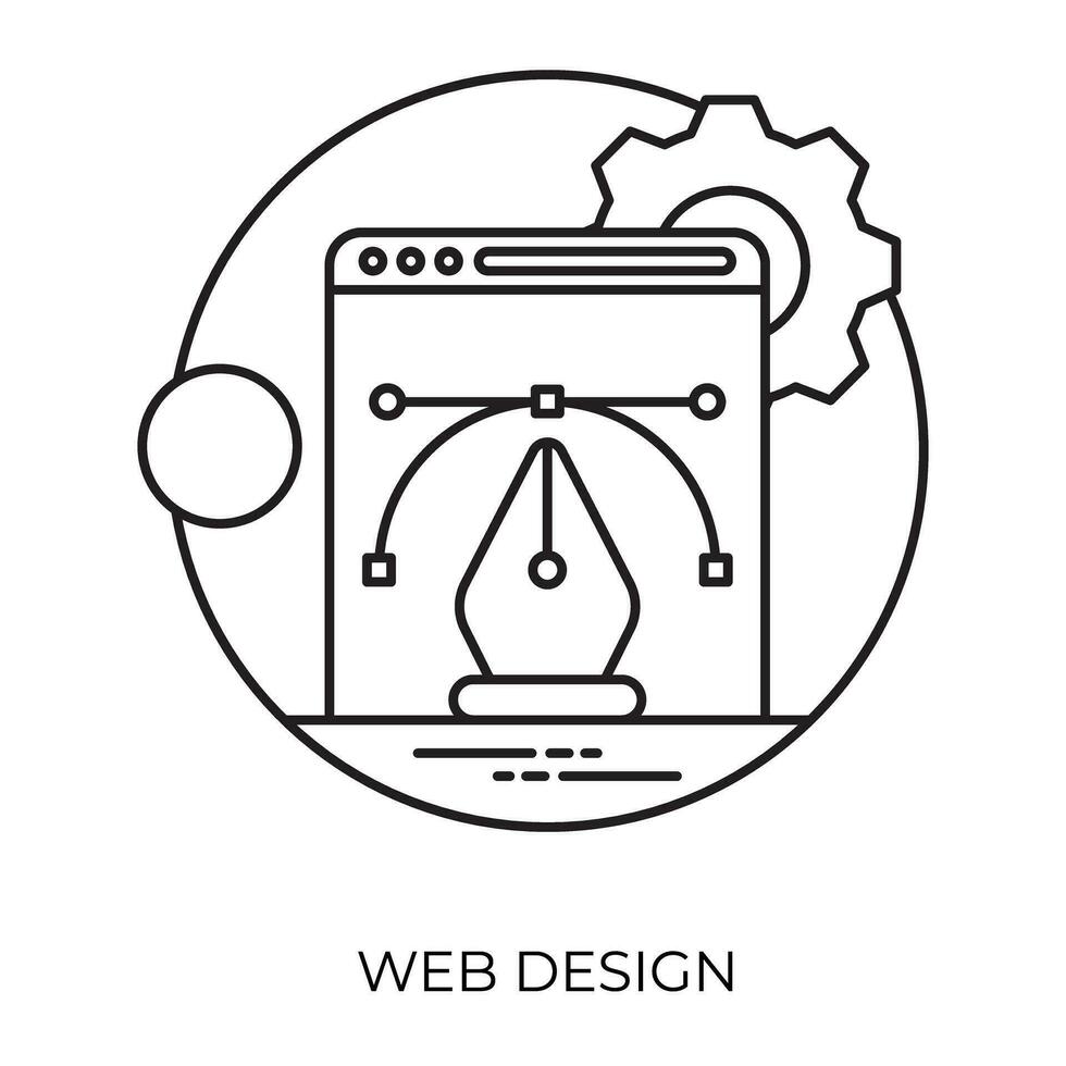 uma graficamente projetado página em computador tela com jogar símbolo em topo representando rede concepção processo vetor