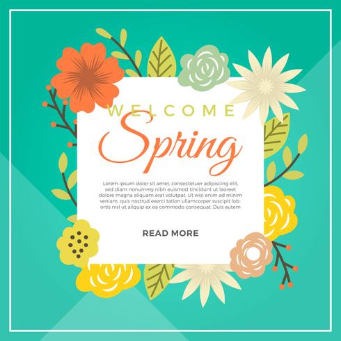 Plano moderno colorido Primavera flor Vector Background