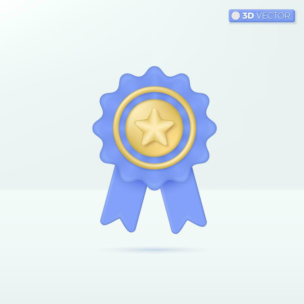 medalha com dourado Estrela e fitas ícone símbolos. prêmio, ganhador, Alto qualidade garantia conceito. 3d vetor isolado ilustração Projeto. desenho animado pastel mínimo estilo. você pode usava para ux, interface do usuário, impressão de Anúncios.