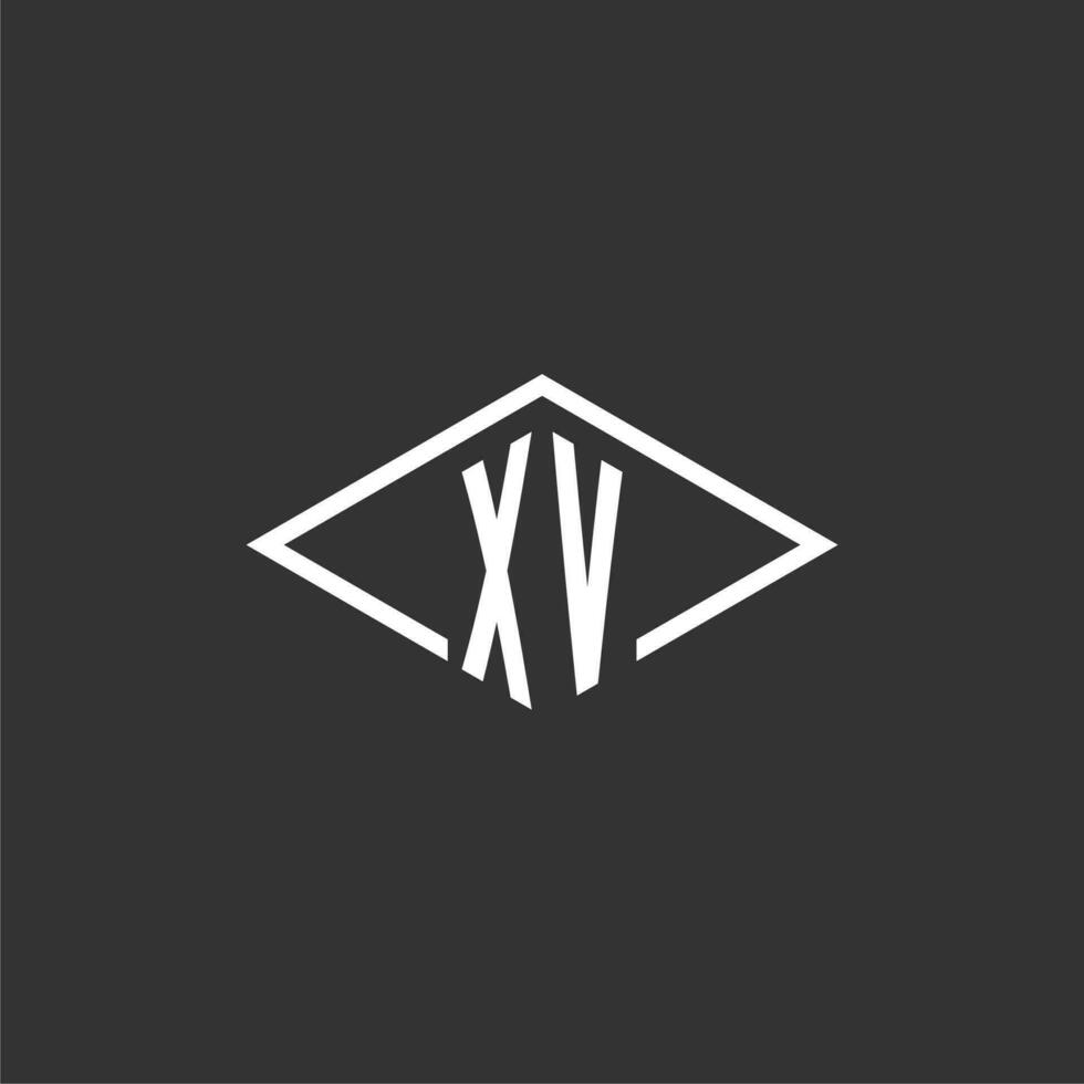 iniciais xv logotipo monograma com simples diamante linha estilo Projeto vetor