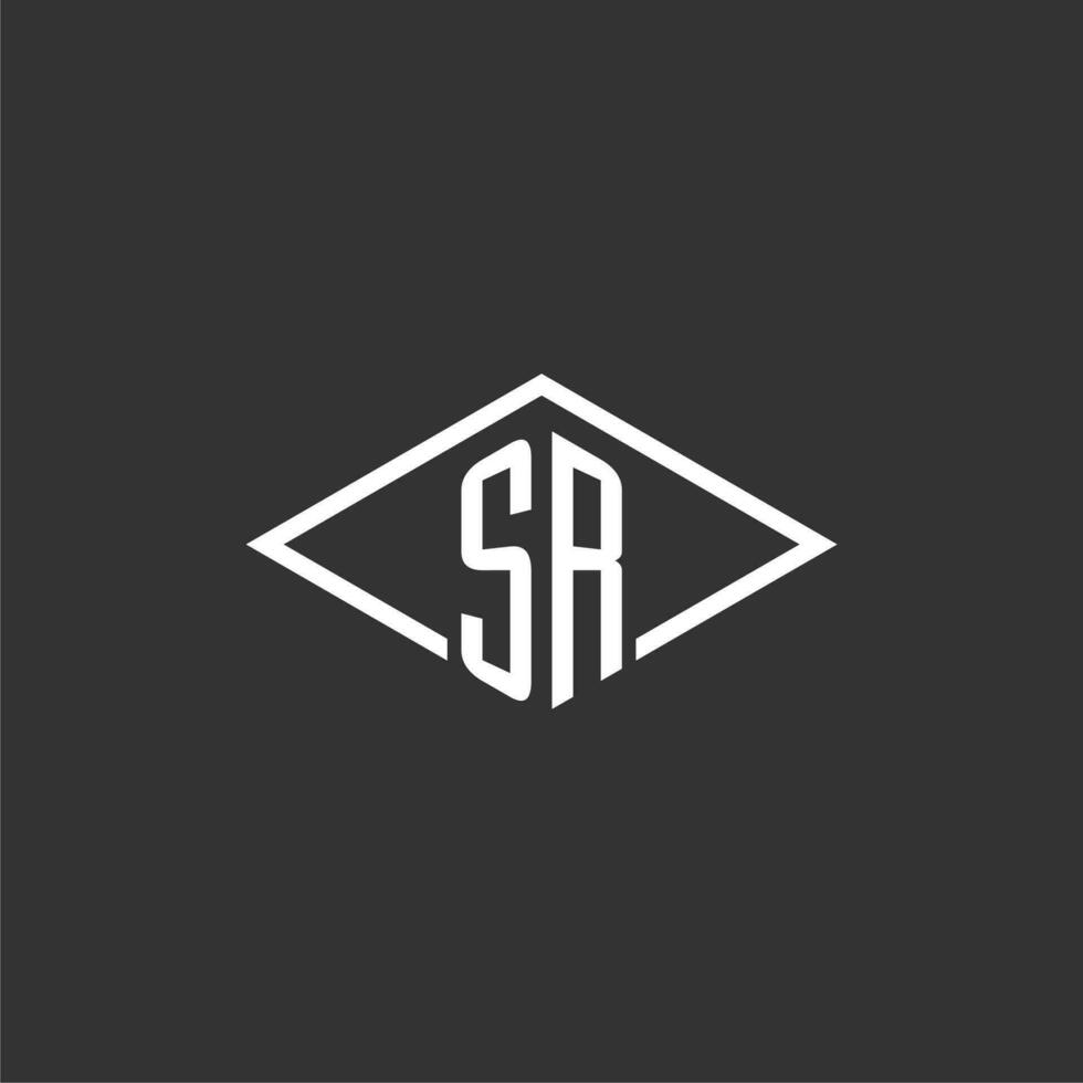 iniciais sr logotipo monograma com simples diamante linha estilo Projeto vetor