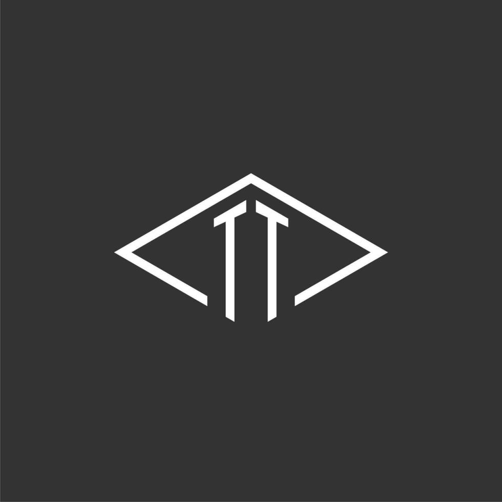 iniciais tt logotipo monograma com simples diamante linha estilo Projeto vetor