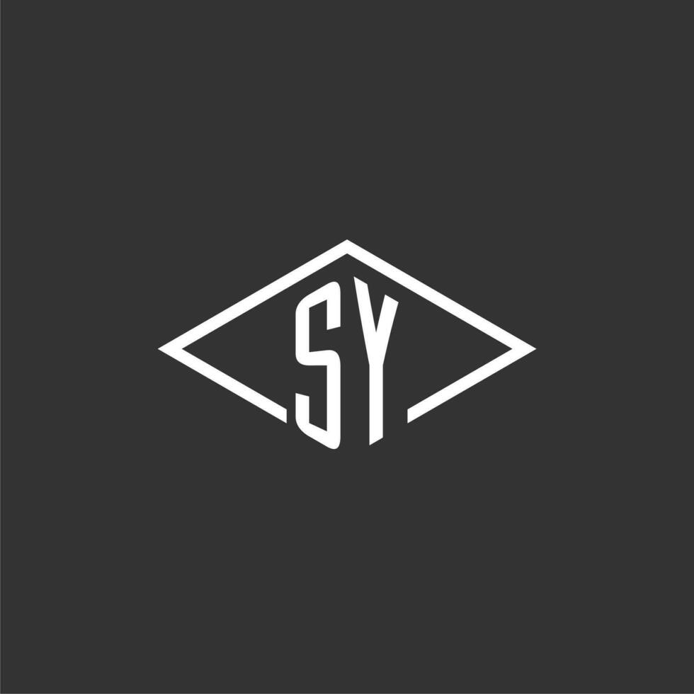 iniciais sy logotipo monograma com simples diamante linha estilo Projeto vetor