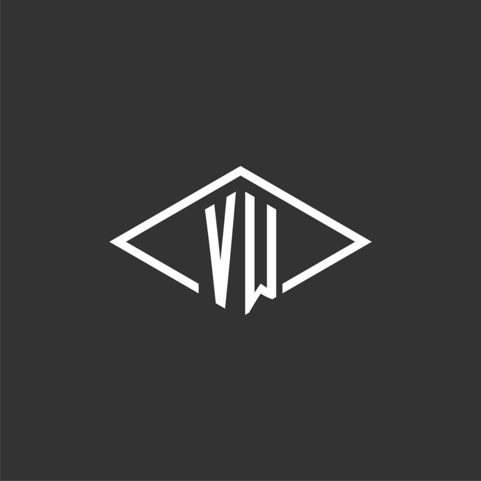 iniciais vw logotipo monograma com simples diamante linha estilo Projeto vetor