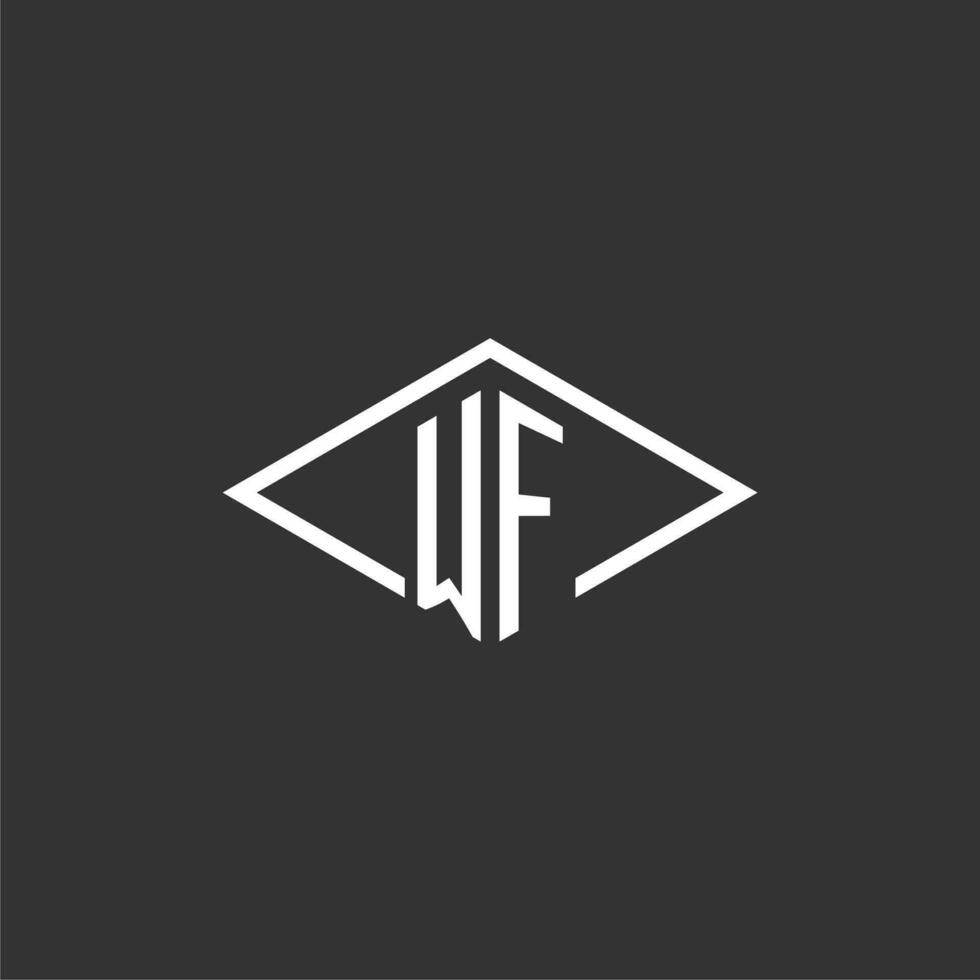 iniciais wf logotipo monograma com simples diamante linha estilo Projeto vetor