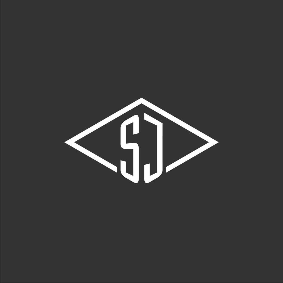 iniciais sj logotipo monograma com simples diamante linha estilo Projeto vetor