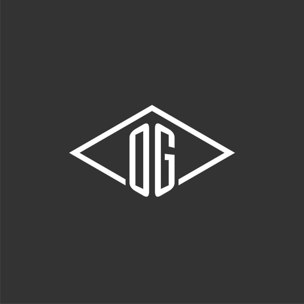 iniciais og logotipo monograma com simples diamante linha estilo Projeto vetor