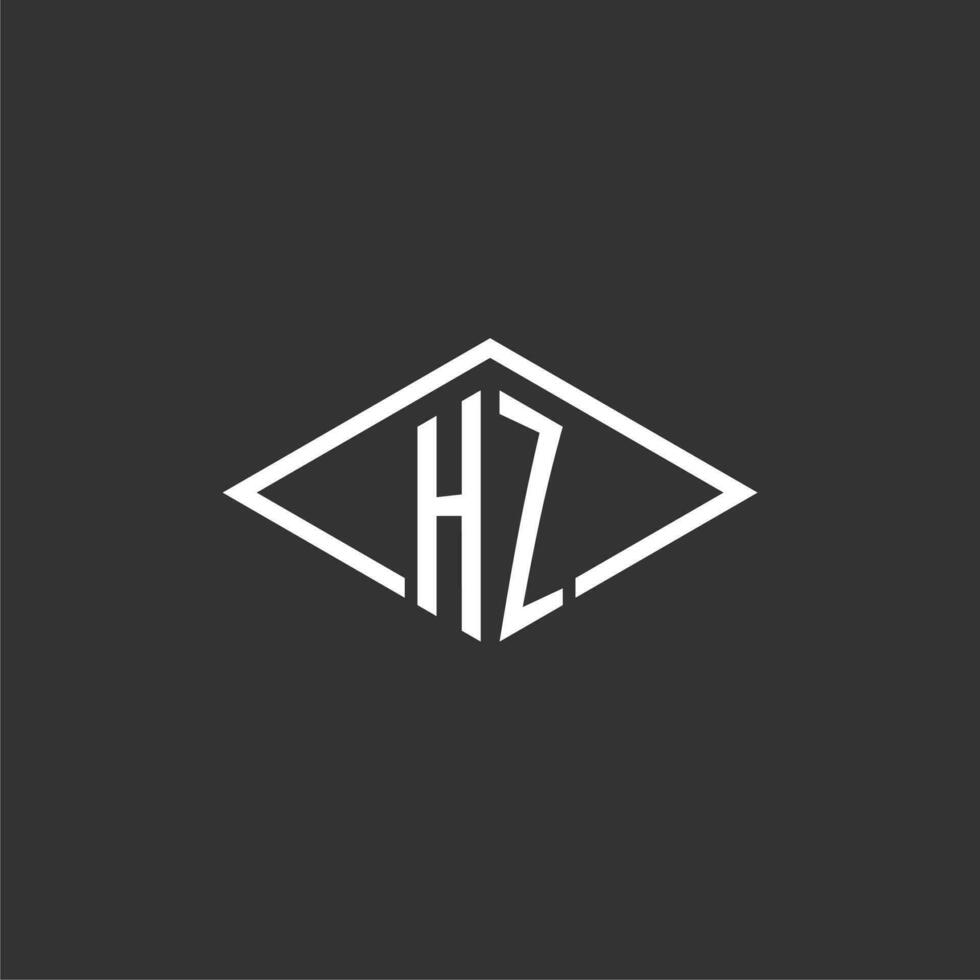 iniciais hz logotipo monograma com simples diamante linha estilo Projeto vetor