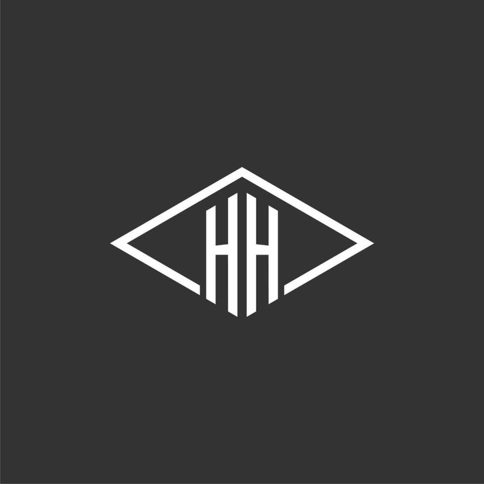 iniciais hh logotipo monograma com simples diamante linha estilo Projeto vetor