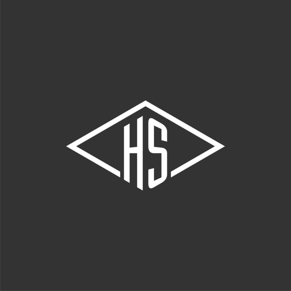 iniciais hs logotipo monograma com simples diamante linha estilo Projeto vetor