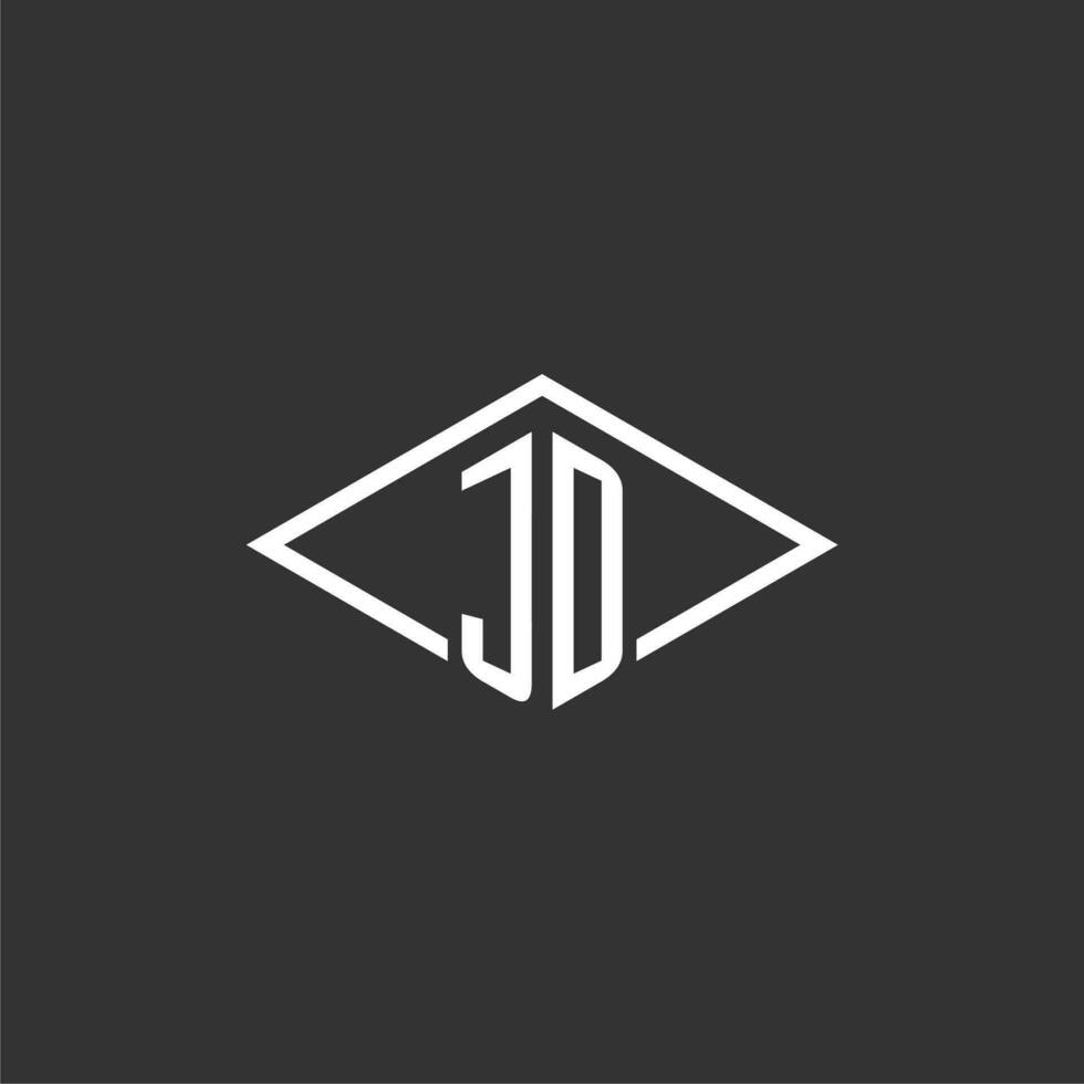 iniciais jd logotipo monograma com simples diamante linha estilo Projeto vetor