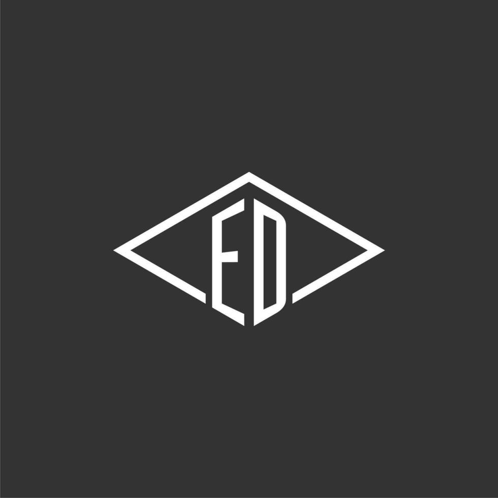 iniciais ed logotipo monograma com simples diamante linha estilo Projeto vetor
