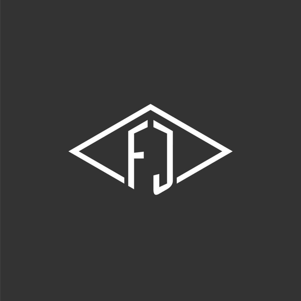 iniciais fj logotipo monograma com simples diamante linha estilo Projeto vetor