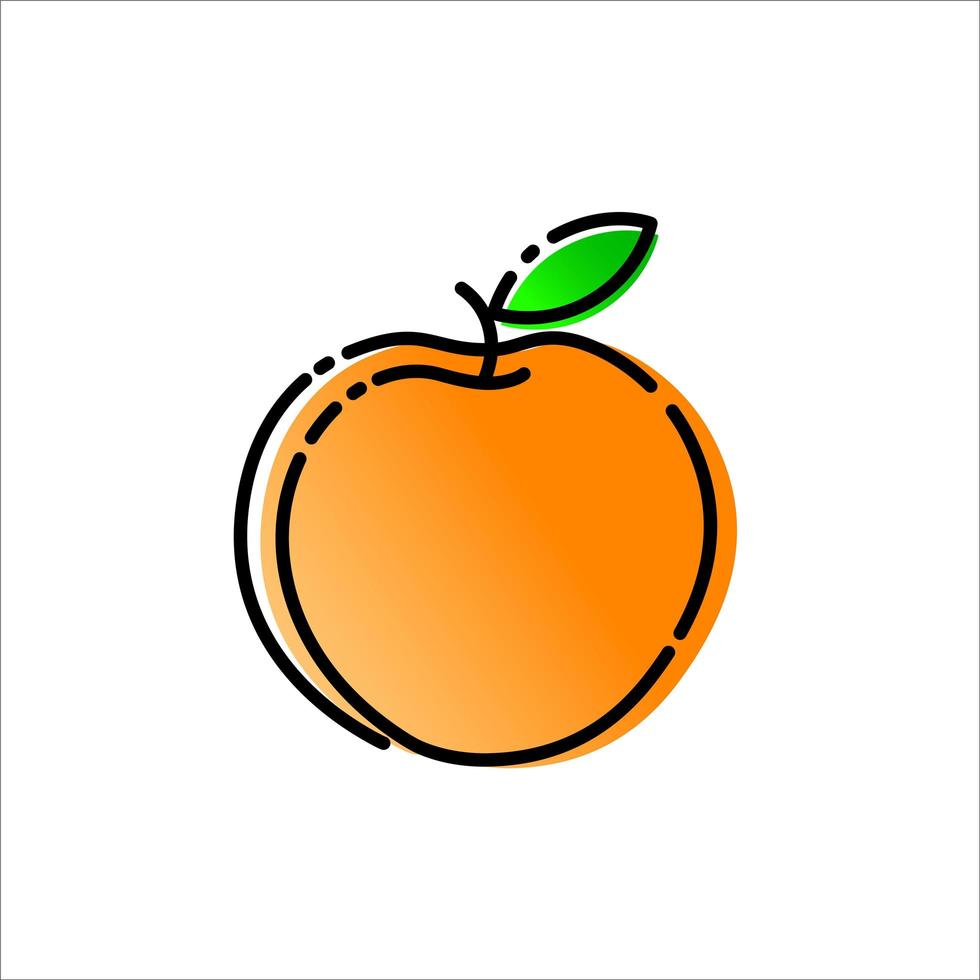 pêssego do logotipo. ilustração de desenho vetorial símbolo. pêssego laranja. vetor