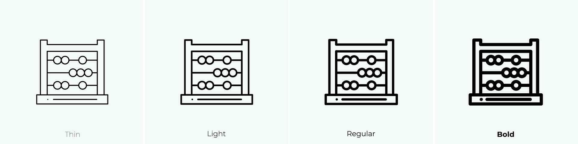 ábaco ícone. afinar, luz, regular e negrito estilo Projeto isolado em branco fundo vetor