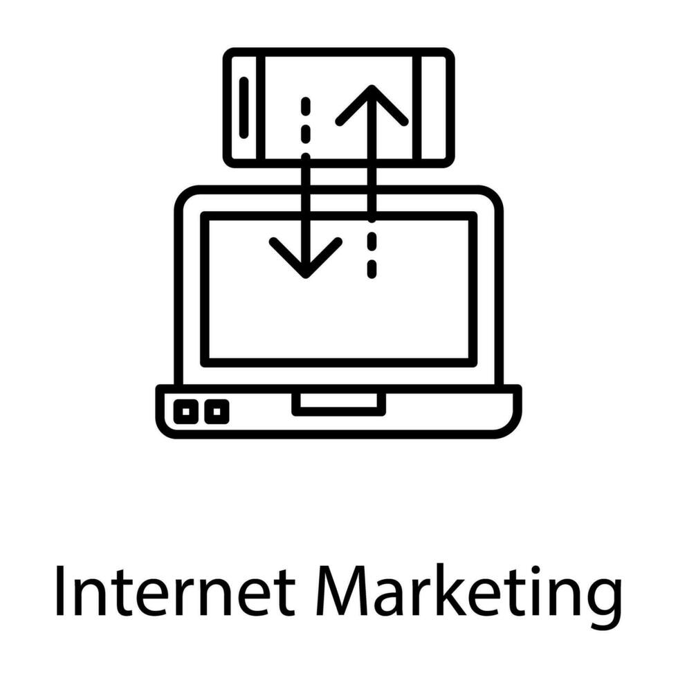 Internet e digital marketing linha ícones vetor