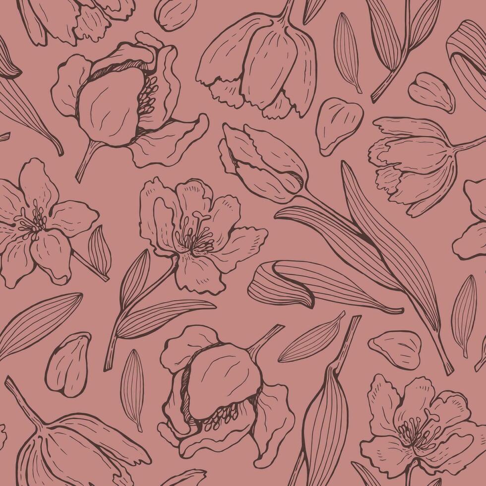 tulipa flor padrão, gráfico delicado e moderno. desatado e vetor, para fundos, roupas, tecidos, cartões e qualquer Projeto vetor