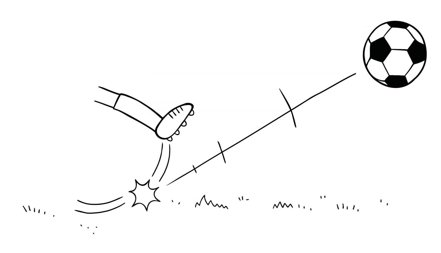 ilustração vetorial dos desenhos animados do jogador de futebol que chuta a bola no campo vetor