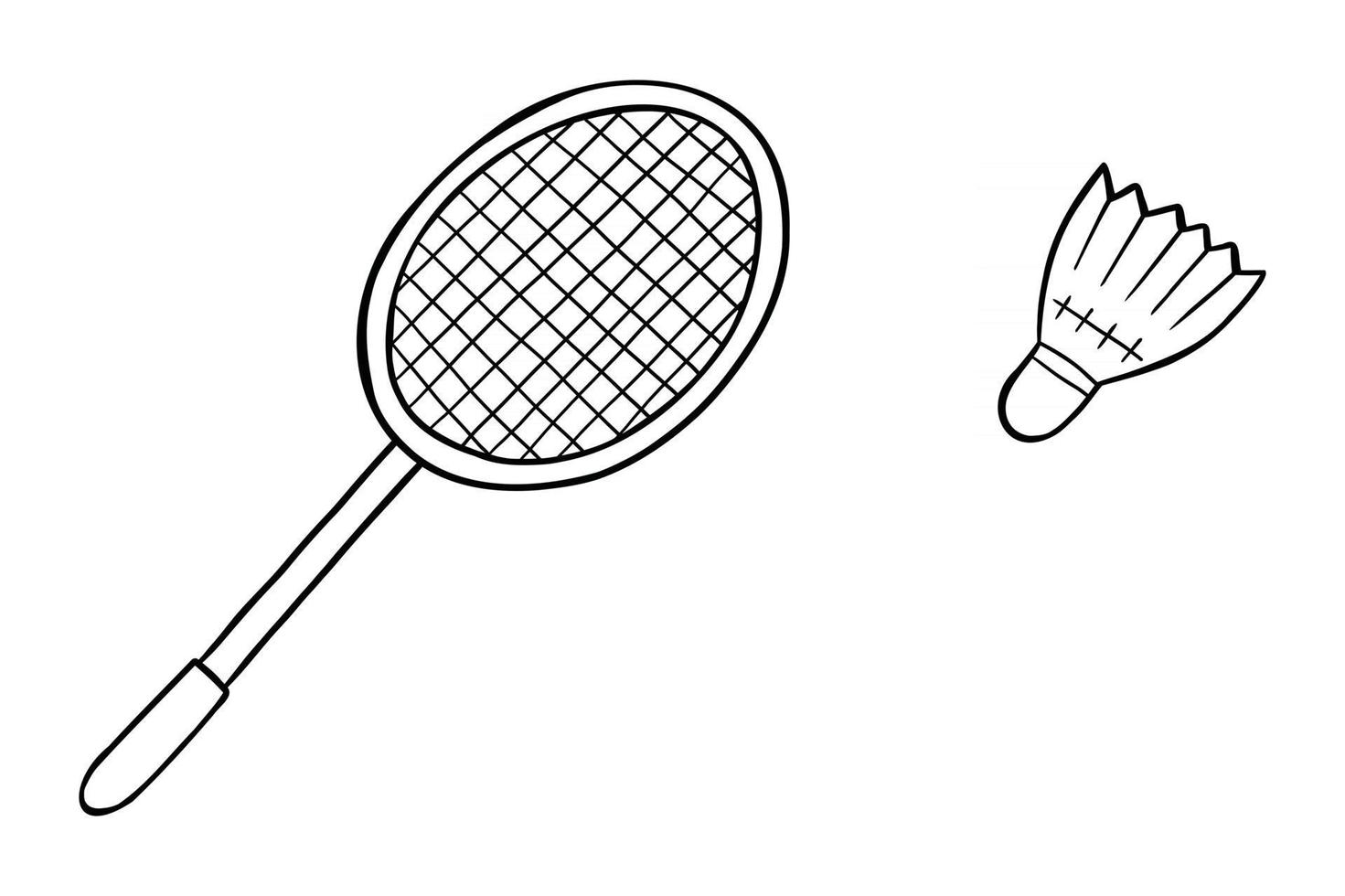 ilustração em vetor desenho animado de raquete de badminton e peteca de bola