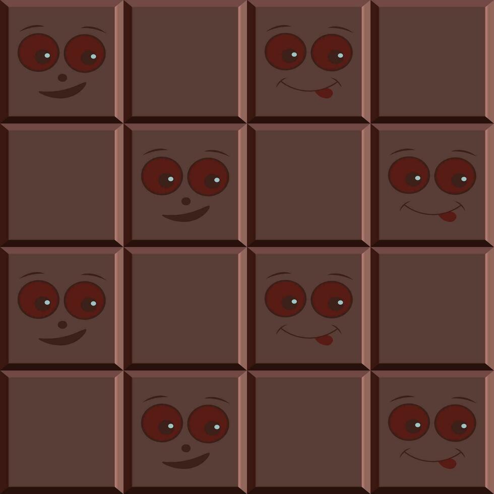 vetor ilustração do uma chocolate Barra com desenho animado rostos