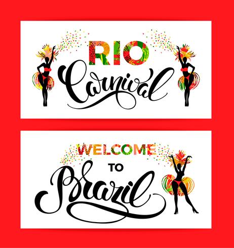 Carnaval do Rio design de letras com textura de desenhar mão. vetor