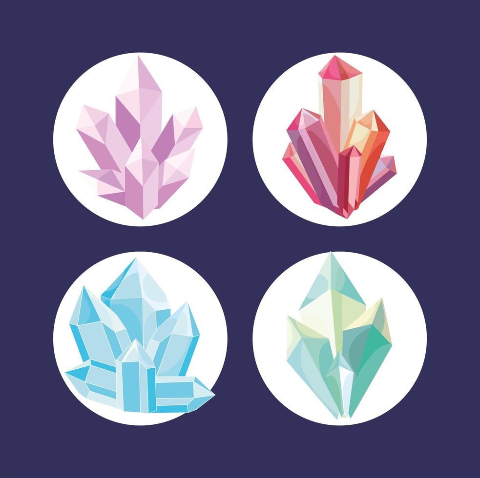 desenhos de quatro cristais vetor
