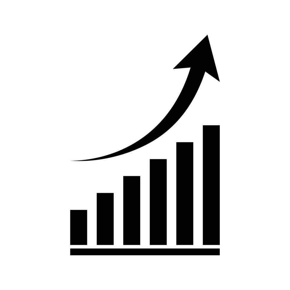 crescendo gráfico ícone vetor. o negócio crescimento lucro símbolo isolado em branco fundo vetor