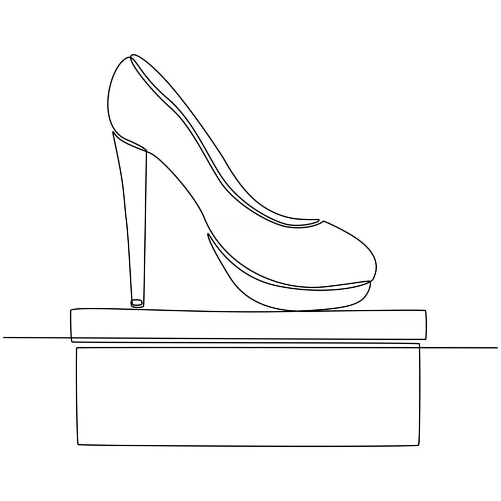 desenho de linha contínua de calçados femininos, conceito de loja de calçados, ilustração vetorial vetor