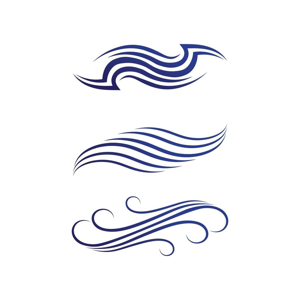 conjunto de vetor de ícone de onda de água de conjunto de design de logotipo de praia e oceano