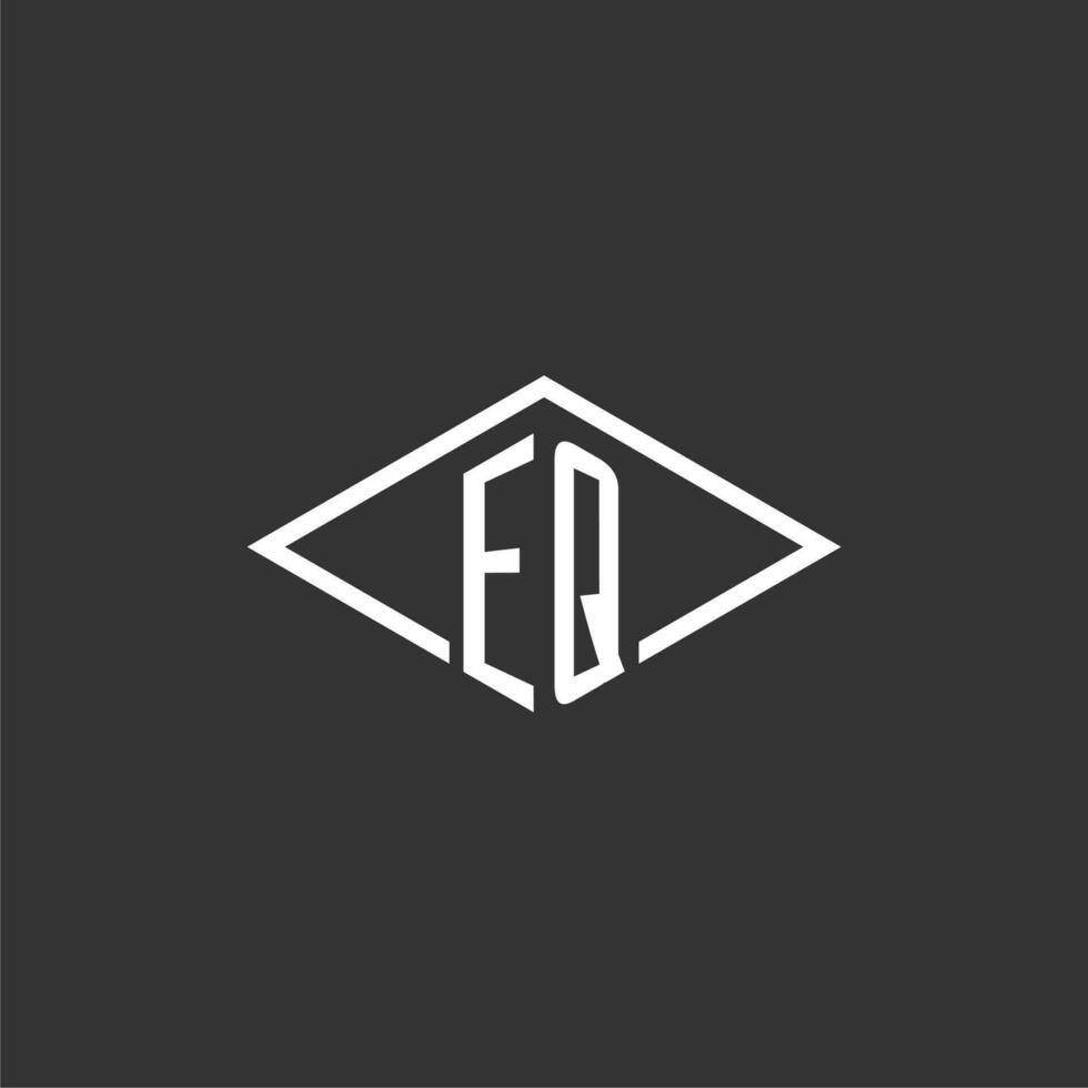 iniciais eq logotipo monograma com simples diamante linha estilo Projeto vetor