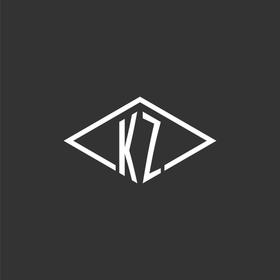 iniciais kz logotipo monograma com simples diamante linha estilo Projeto vetor