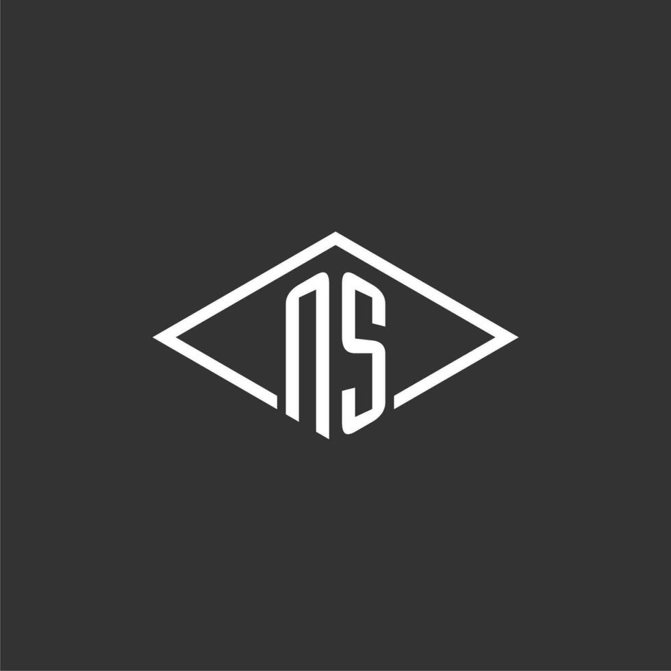 iniciais ns logotipo monograma com simples diamante linha estilo Projeto vetor