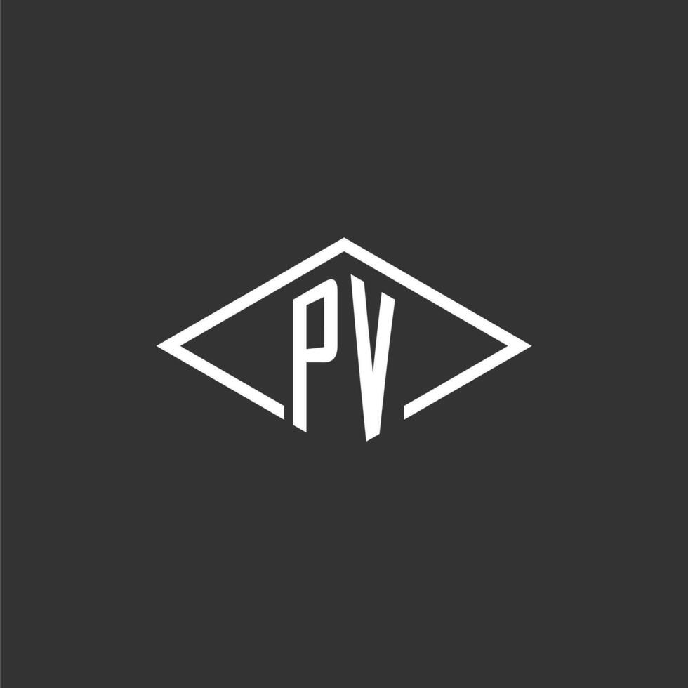iniciais pv logotipo monograma com simples diamante linha estilo Projeto vetor