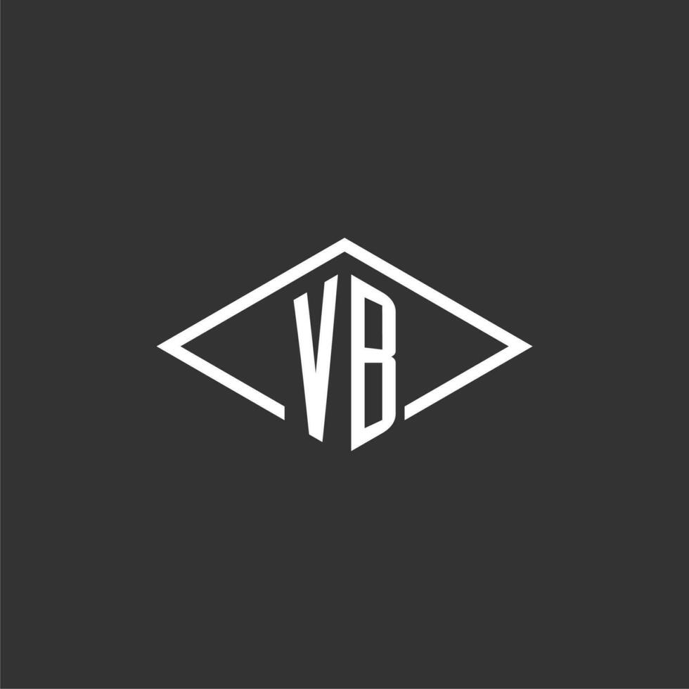 iniciais vb logotipo monograma com simples diamante linha estilo Projeto vetor