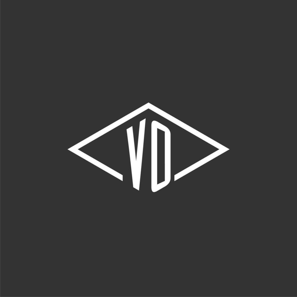 iniciais vo logotipo monograma com simples diamante linha estilo Projeto vetor