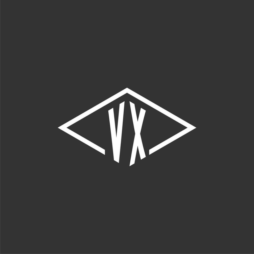iniciais vx logotipo monograma com simples diamante linha estilo Projeto vetor