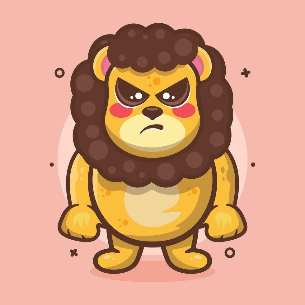 sério leão animal personagem mascote com Bravo expressão isolado desenho animado dentro plano estilo Projeto vetor