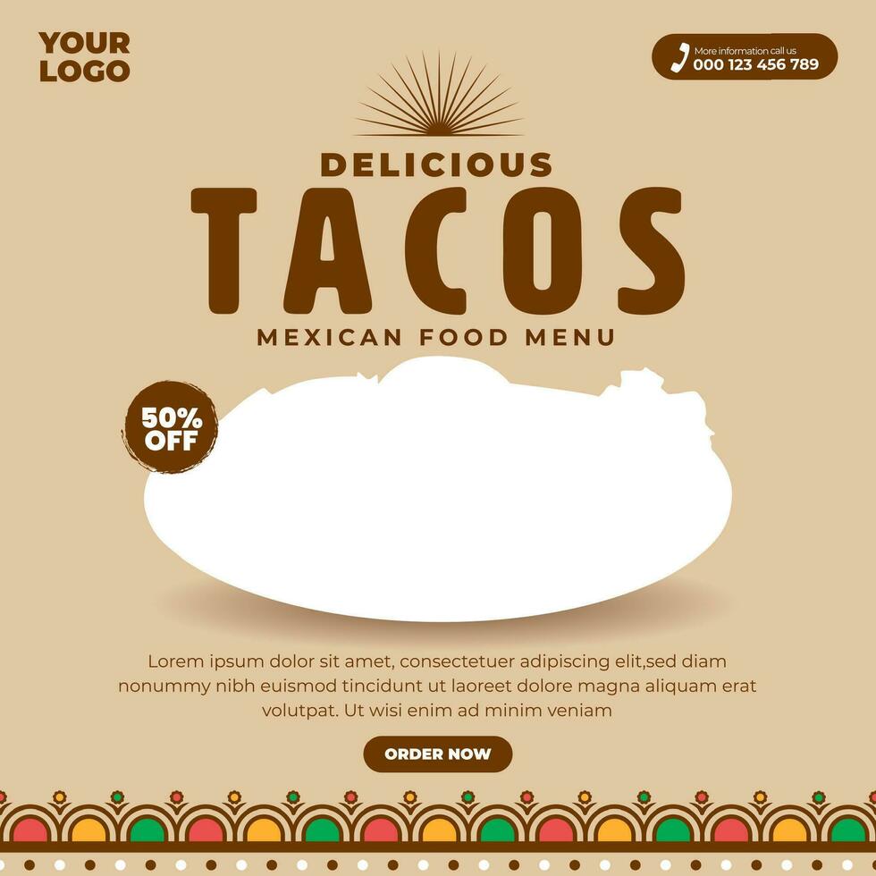 delicioso tacos mexicano Comida cardápio social meios de comunicação postar Projeto modelo vetor