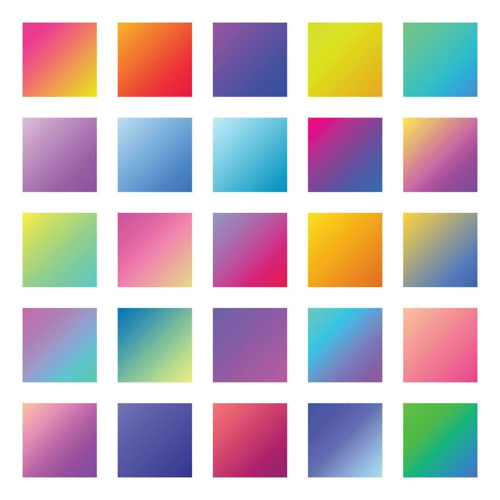 colorida vibrante gradiente amostras pacote. tela cor gradação pano de fundo Projeto. suave cor paleta definir. vetor