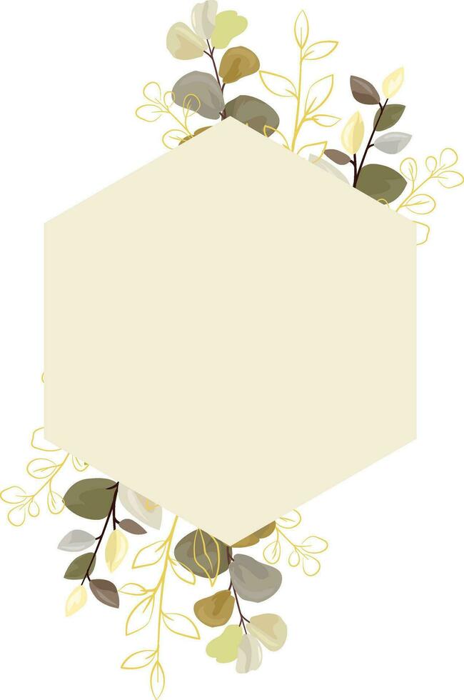 quadro, Armação com verde e ouro folhas isolado em branco fundo. botânico arte Projeto vetor