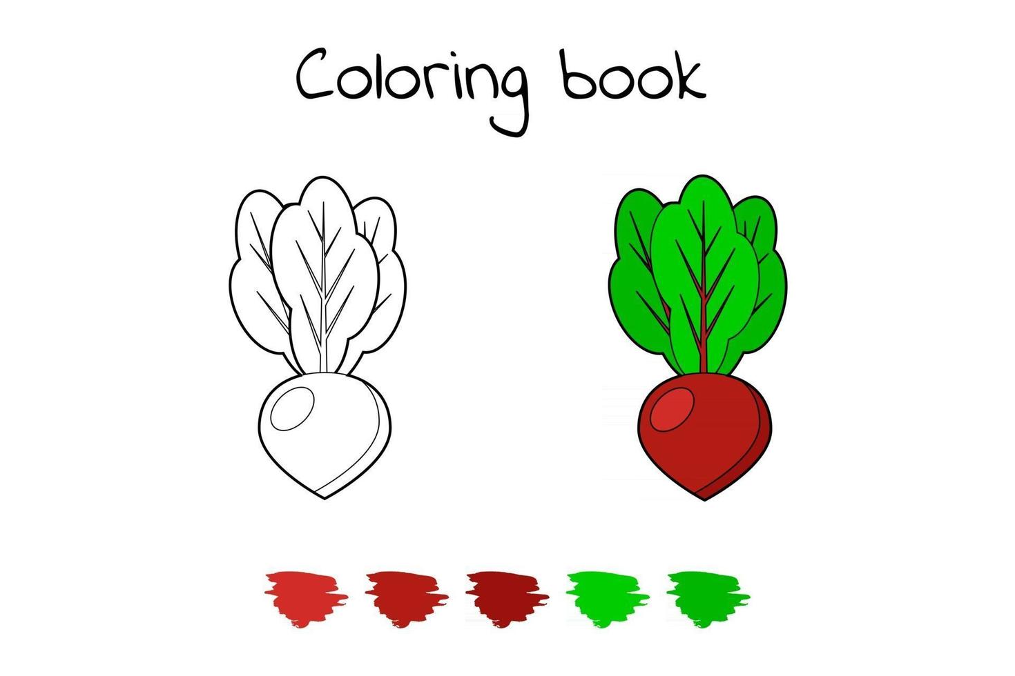 ilustração vetorial. jogo para crianças. vegetal. beterraba para colorir vetor