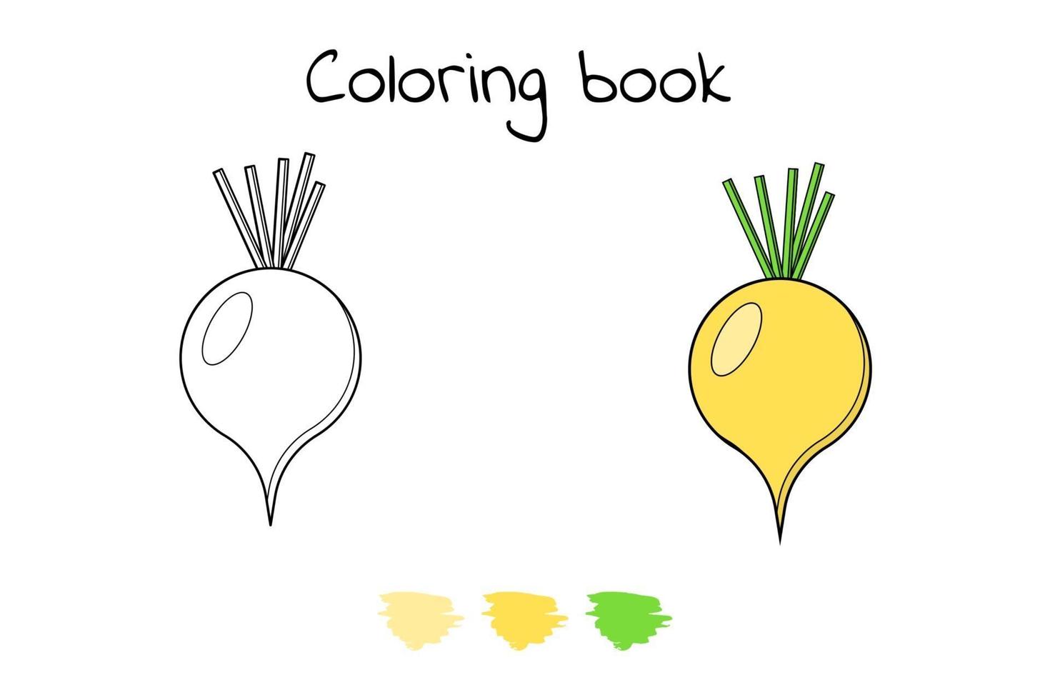 ilustração vetorial. jogo para crianças. vegetal. nabo de página para colorir vetor