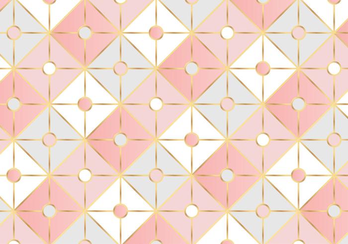 Fundo geométrico de padrão quadrado ouro rosa vetor