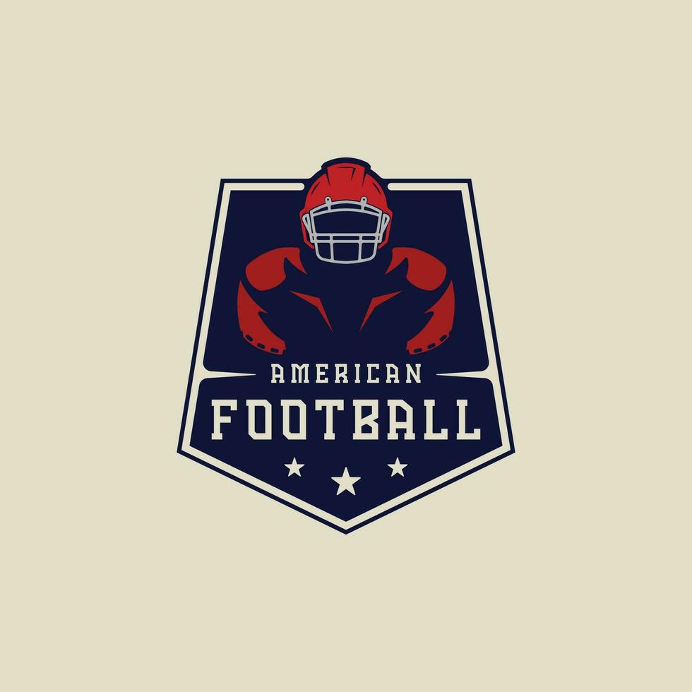 americano futebol emblema logotipo vetor ilustração modelo ícone gráfico Projeto. esporte do capacete e corpo atleta placa ou símbolo para clube ou liga conceito com crachá