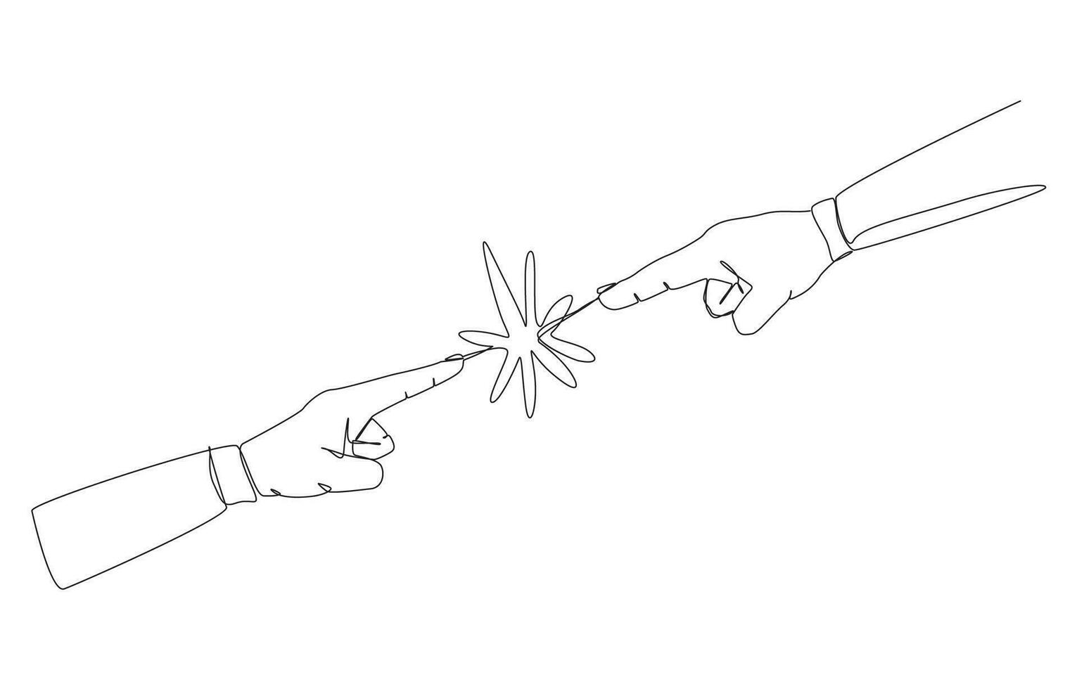 contínuo 1 linha desenhando do dois mãos apontando às cada outro, o negócio conflito, disputa entre funcionários, diferente pensamento conceito, solteiro linha Projeto vetor ilustração.
