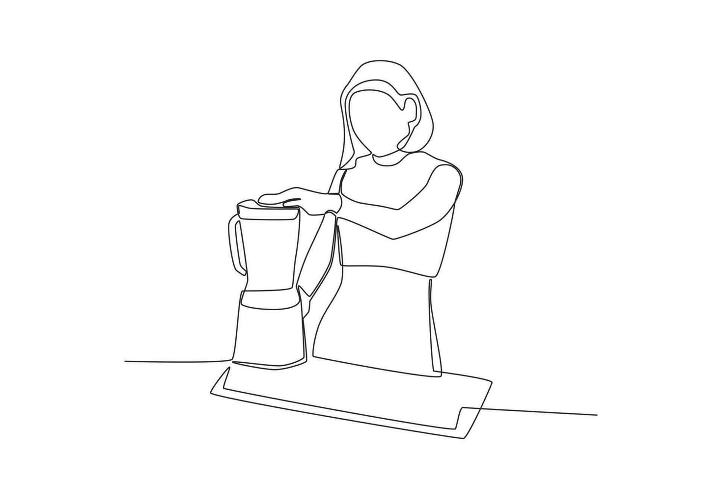 solteiro contínuo linha desenhando do mulher Misturando suco. saudável Comida conceito 1 linha desenhando Projeto vetor minimalismo ilustração.