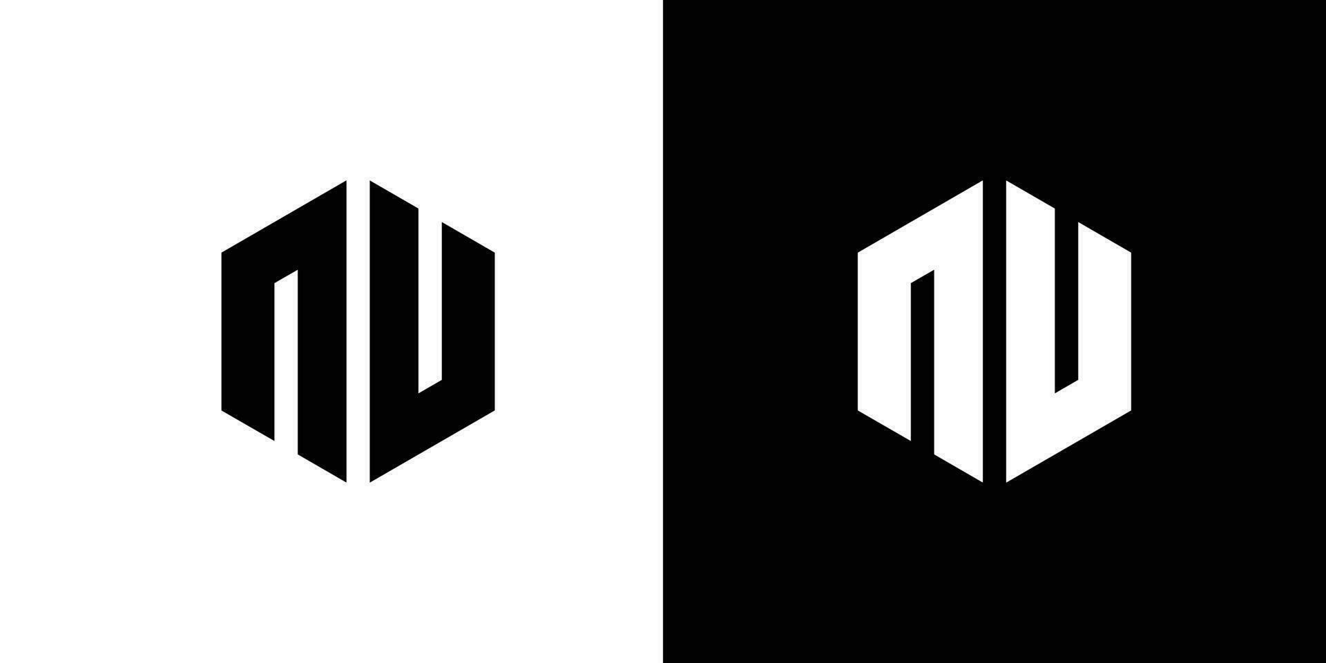 carta n você polígono, hexagonal mínimo e profissional logotipo Projeto em Preto e branco fundo 1 vetor