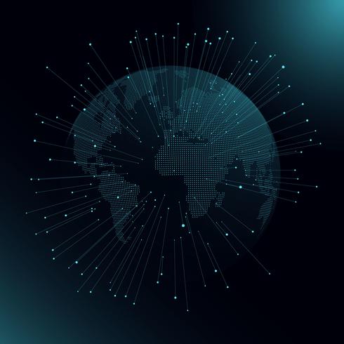 Mapa do mundo abstrato globo 3D vetor